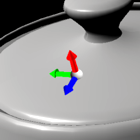 Triad cursor snapped to a teapot