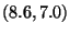 $(8.6, 7.0)$