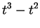 $\displaystyle t^3 - t^2$