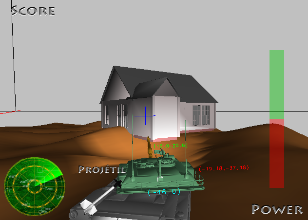 Casa carregada de modelo Wavefront/OBJ sob iluminacao noturna e farol do tanque