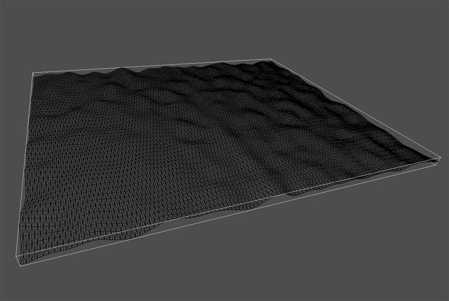Exemplo de terreno ondulado a ser utilizado no projeto visto em software de modelagem 3D